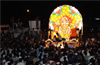 Lord Ganesha idols taken in colorful processions and immersed